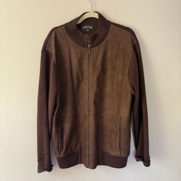 Orvis Suede / Wool Bomber Sweater - Picture 1 of 8